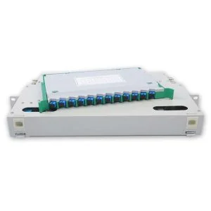 Optical Distribution Frame 12C 1U loaded with SC simplex adapters and pigtails